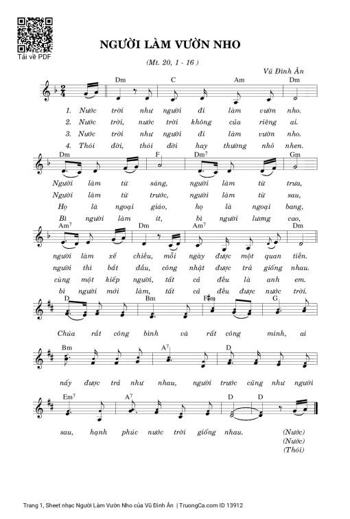 Sheet PDF of Người Làm Vườn Nho
