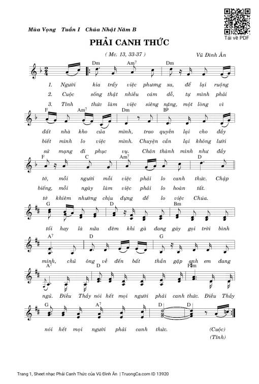 Sheet PDF of Phải Canh Thức