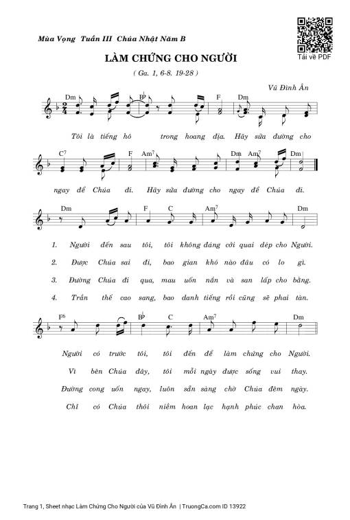 Sheet PDF of Làm Chứng Cho Người