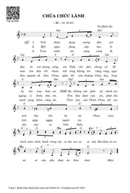 Sheet PDF of Chúa Chúc Lành