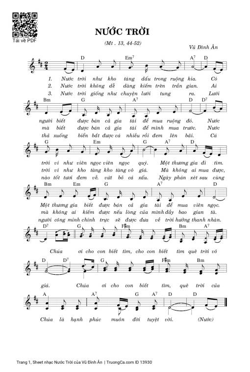 Sheet PDF of Nước Trời - Vũ Đình Ân