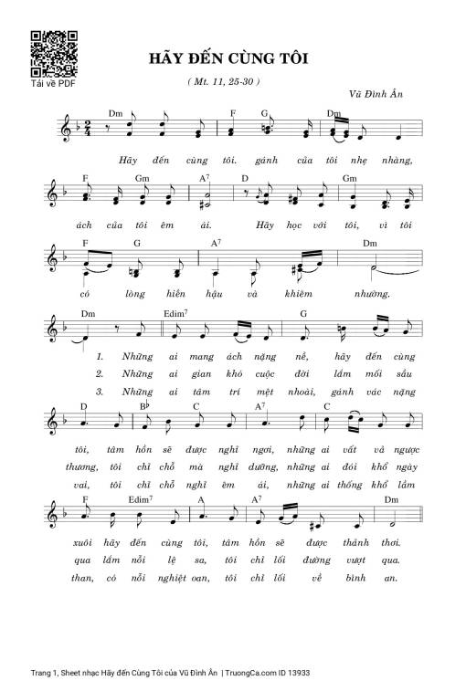 Sheet PDF of Hãy đến Cùng Tôi