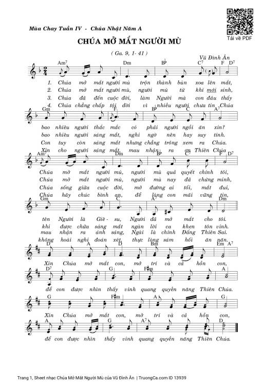 Sheet PDF of Chúa Mở Mắt Người Mù
