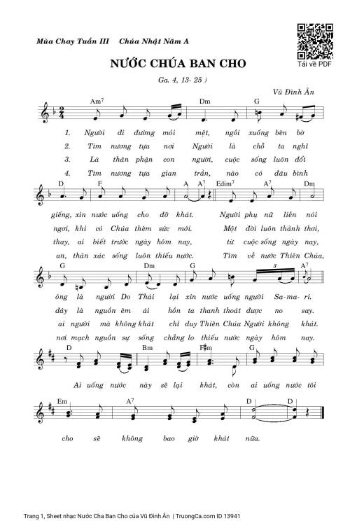 Sheet PDF of Nước Cha Ban Cho