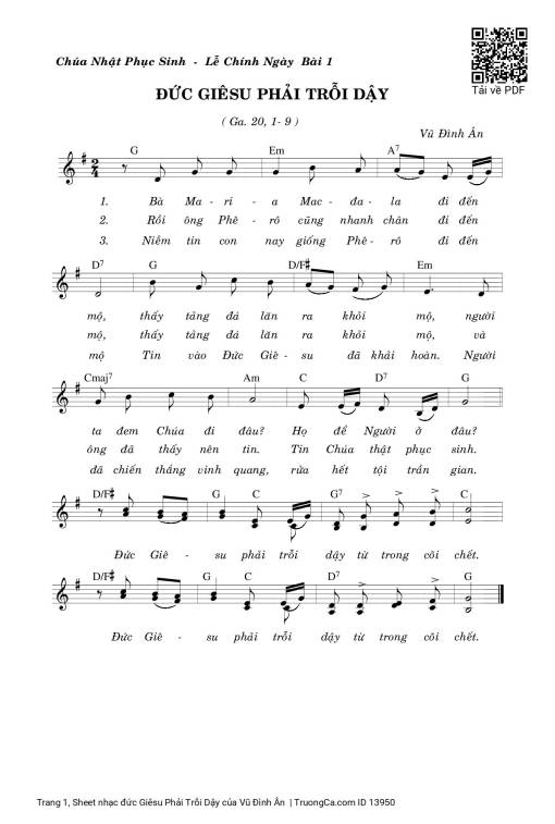 Sheet PDF of đức Giêsu Phải Trỗi Dậy