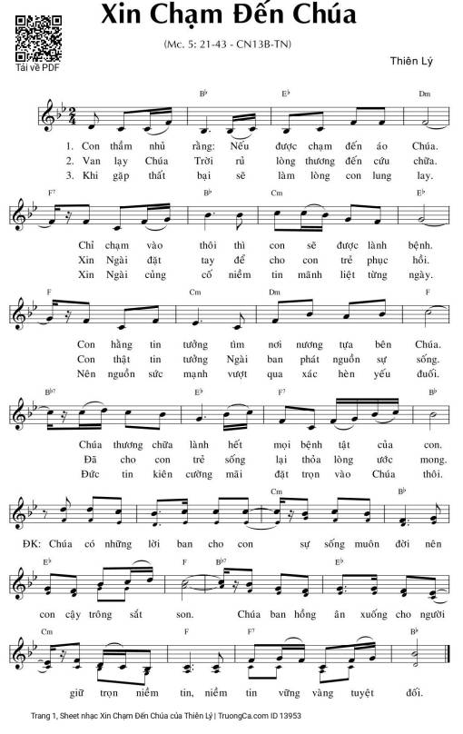 Sheet PDF of Xin Chạm đến Chúa