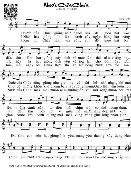 Sheet PDF of Nước Của Chúa