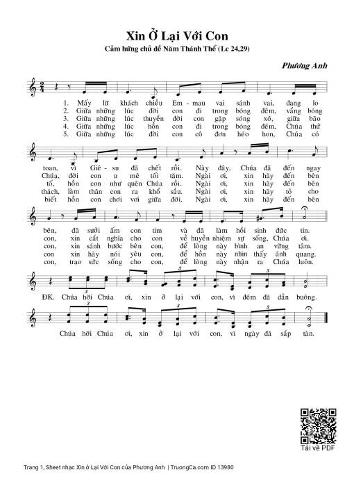 Sheet PDF of Xin ở Lại Với Con
