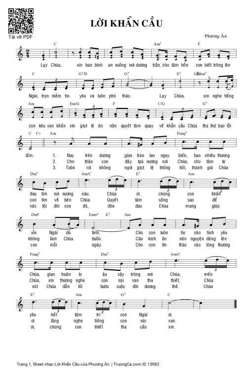 Sheet PDF of Lời Khẩn Cầu