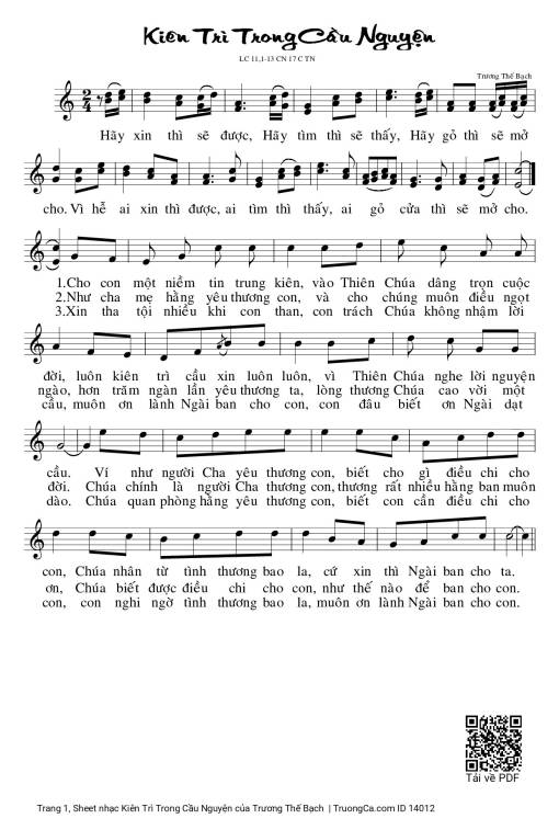 Sheet PDF of Kiên Trì Trong Cầu Nguyện