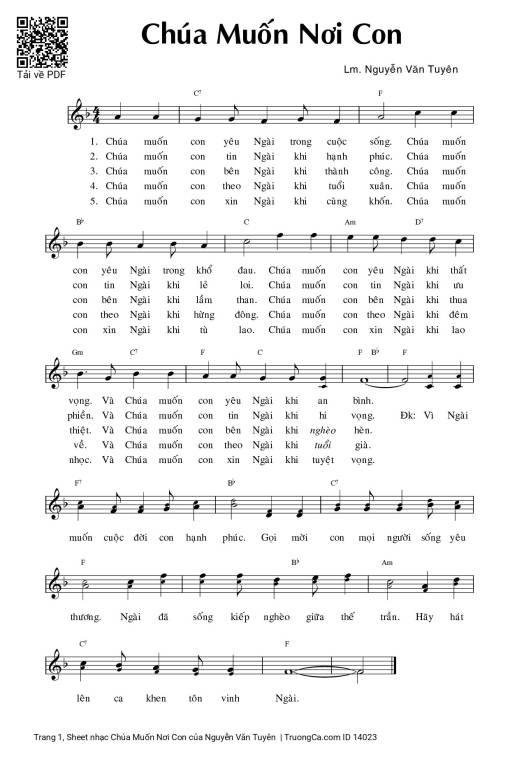 Sheet PDF of Chúa Muốn Nơi Con