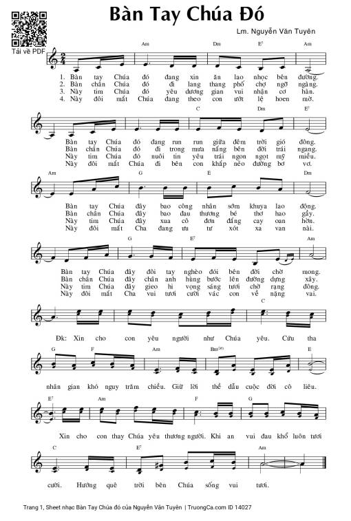 Sheet PDF of Bàn Tay Chúa đó
