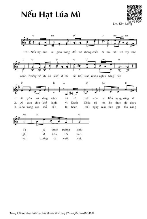 Sheet PDF of  Nếu Hạt Lúa Mì