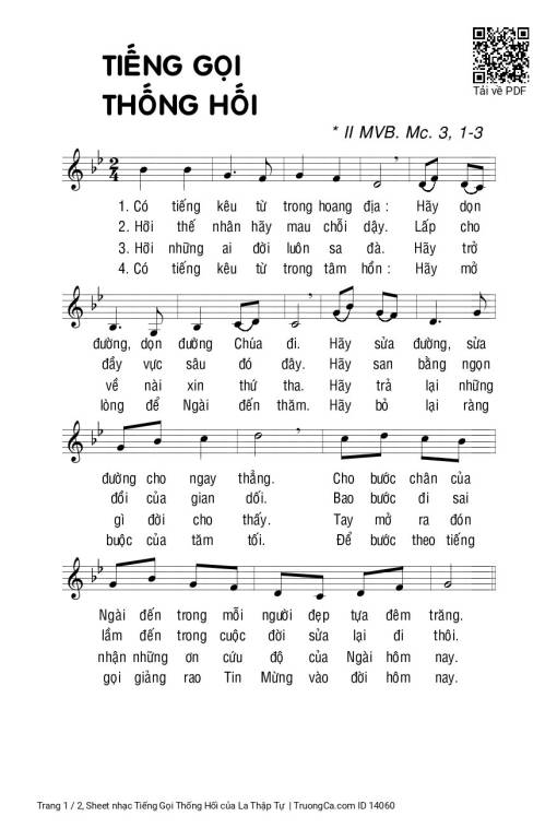Sheet PDF of Tiếng Gọi Thống Hối