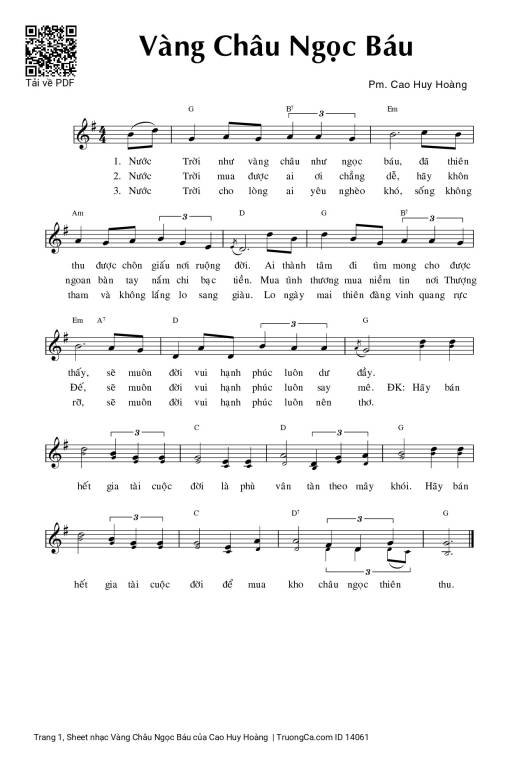 Sheet PDF of Vàng Châu Ngọc Báu