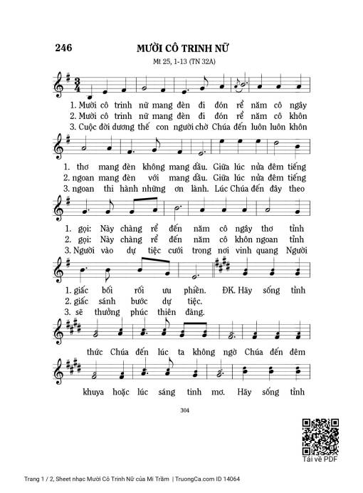 Sheet PDF of Mười Cô Trinh Nữ