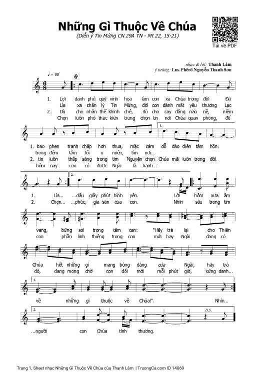 Sheet PDF of Những Gì Thuộc Về Chúa