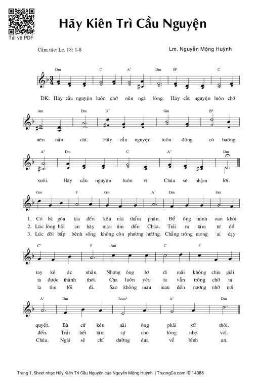 Sheet PDF of Hãy Kiên Trì Cầu Nguyện
