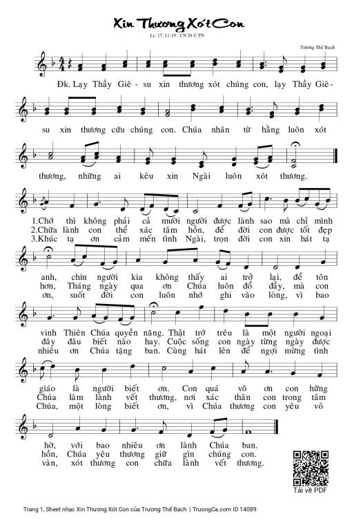 Sheet PDF of Xin Thương Xót Con