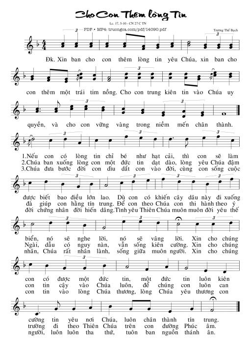 Sheet PDF of Cho Con Thêm Lòng Tin