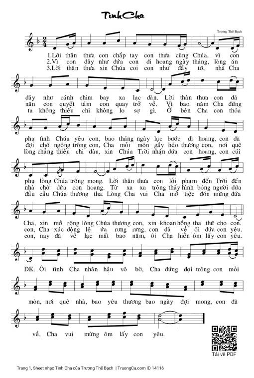 Sheet PDF of Tình Cha - Trương Thế Bạch