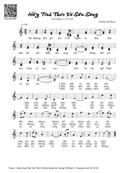 Sheet PDF of Hãy Tỉnh Thức Và Sẵn Sàng