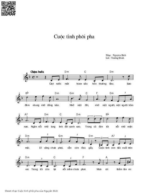 Sheet PDF of Cuộc tình phôi pha