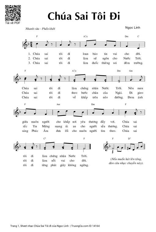 Sheet PDF of Chúa Sai Tôi đi