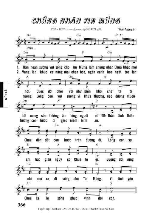 Sheet PDF of Chứng Nhân Tin Mừng