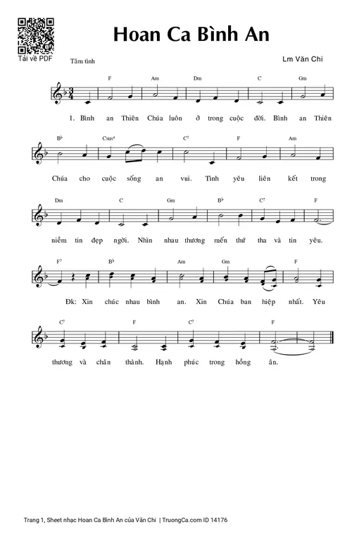 Sheet PDF of Hoan Ca Bình An