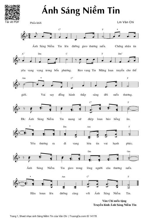 Sheet PDF of ánh Sáng Niềm Tin