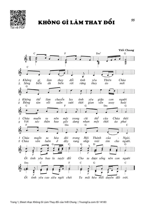 Sheet PDF of Không Gì Làm Thay đổi