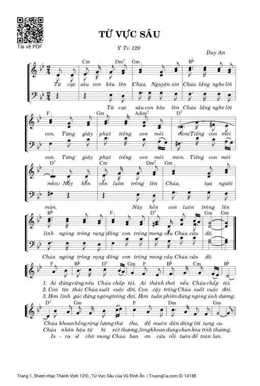 Sheet PDF of Thánh Vịnh 129) , Từ Vực Sâu