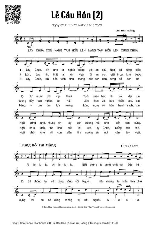 Sheet PDF of Thánh Vịnh 24) , Lễ Cầu Hồn (2