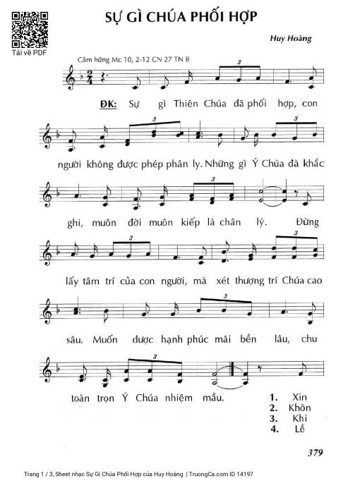 Sheet PDF of Sự Gì Chúa Phối Hợp