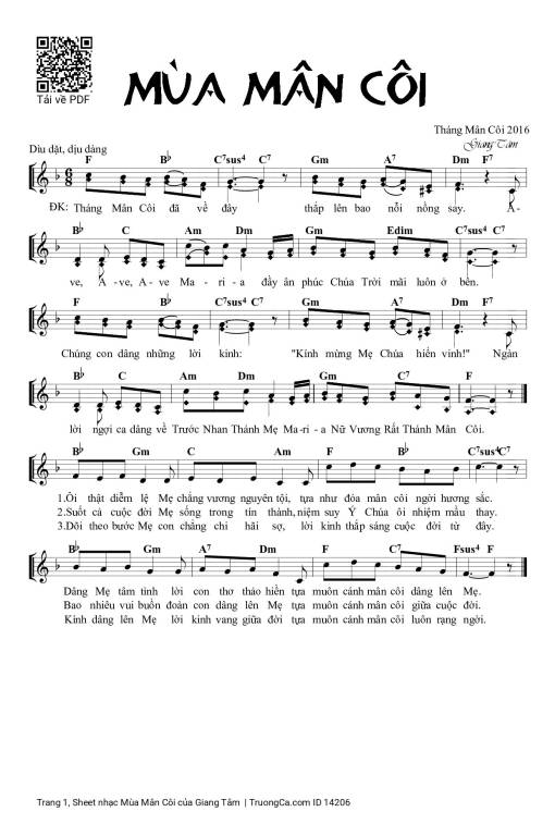 Sheet PDF of Mùa Mân Côi - Giang Tâm