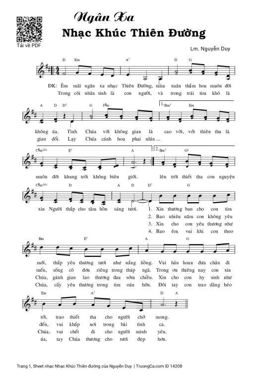 Sheet PDF of Nhạc Khúc Thiên đường