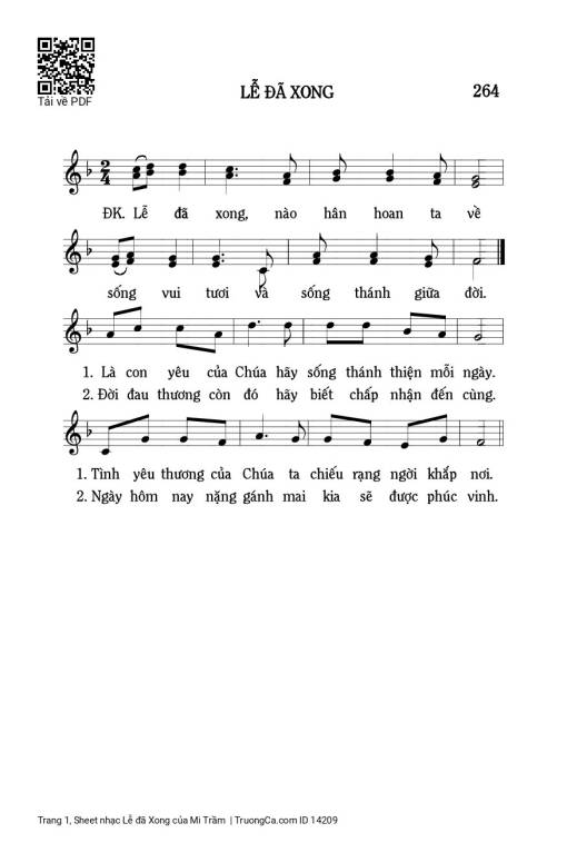 Sheet PDF of Lễ đã Xong - Mi Trầm