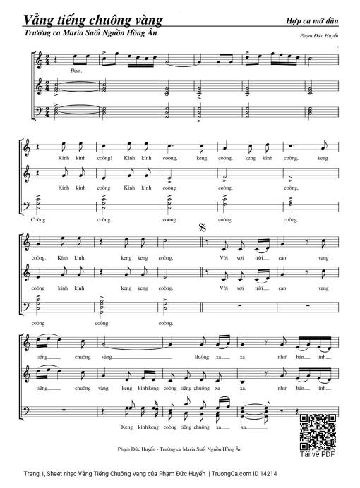 Sheet PDF of Vẳng Tiếng Chuông Vang (trường ca Maria suối nguồn hồng ân)