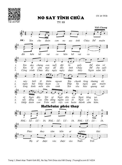 Sheet PDF of Thánh Vịnh 89) , No Say Tình Chúa