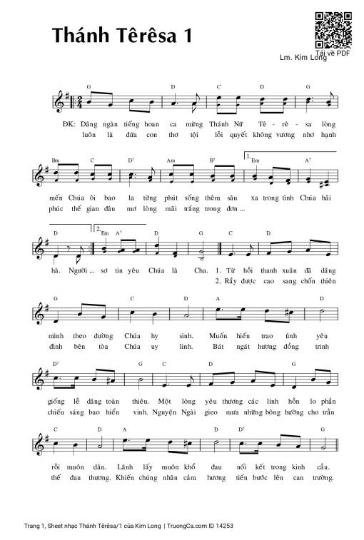 Sheet PDF of Thánh Têrêsa/1