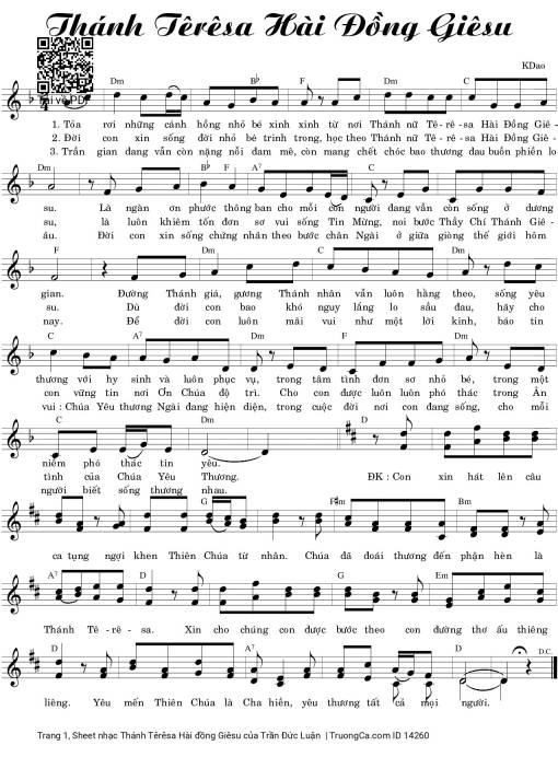 Sheet PDF of Thánh Têrêsa Hài đồng Giêsu