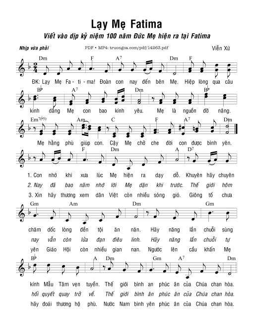 Sheet PDF of Lạy Mẹ Fatima