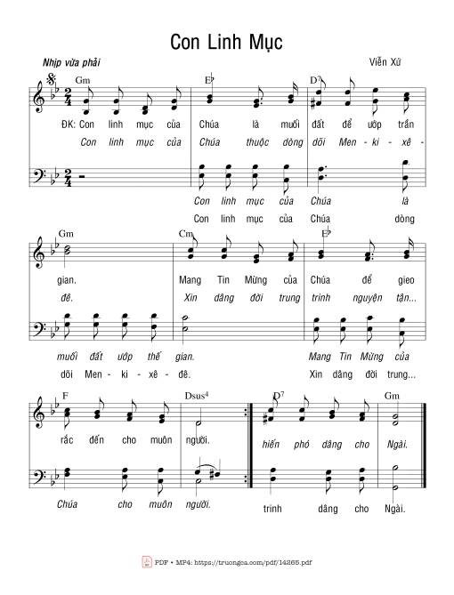 Sheet PDF of Con Linh Mục - Viễn Xứ
