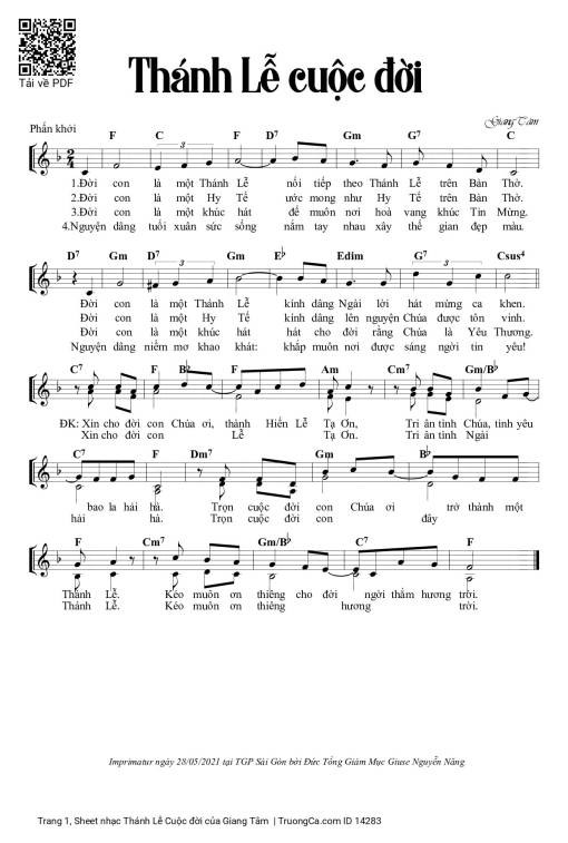 Sheet PDF of Thánh Lễ Cuộc đời