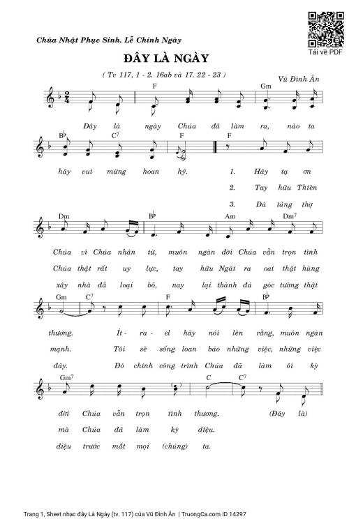 Sheet PDF of đây Là Ngày (tv. 117)