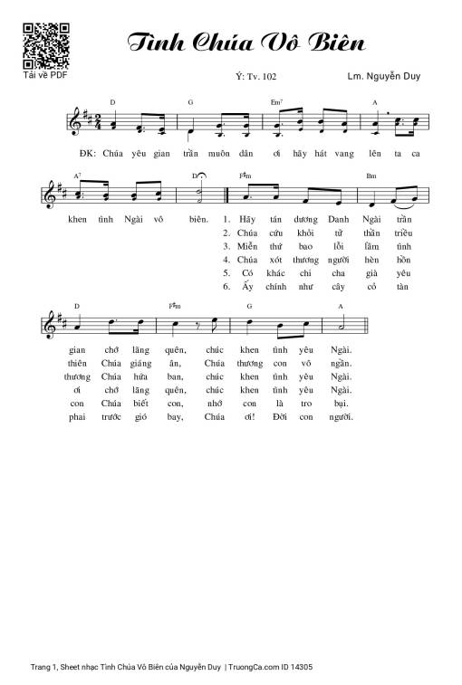Sheet PDF of Tình Chúa Vô Biên
