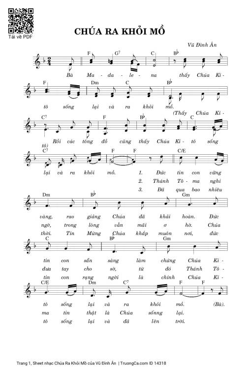 Sheet PDF of Chúa Ra Khỏi Mồ