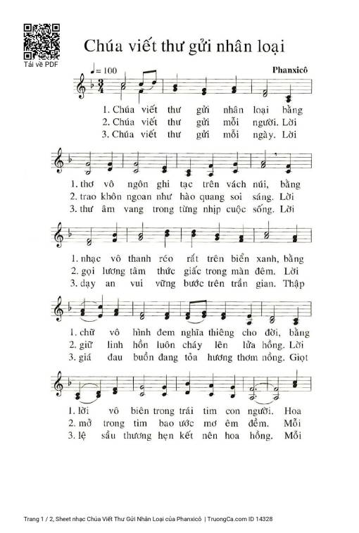 Sheet PDF of Chúa Viết Thư Gửi Nhân Loại