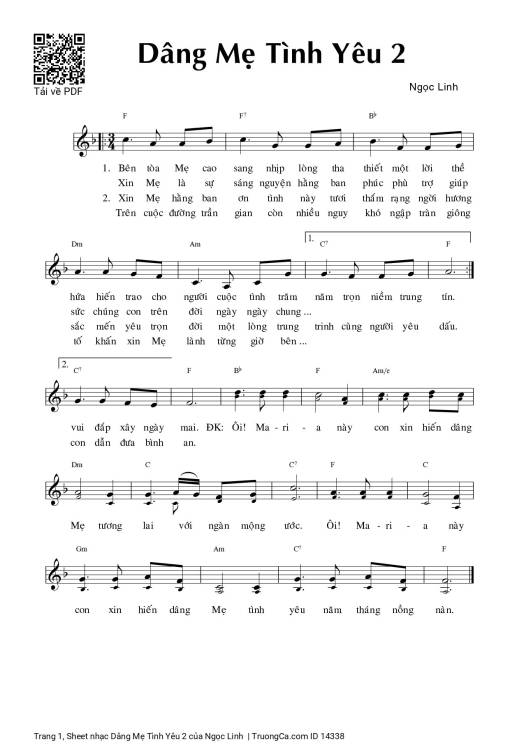 Sheet PDF of Dâng Mẹ Tình Yêu 2